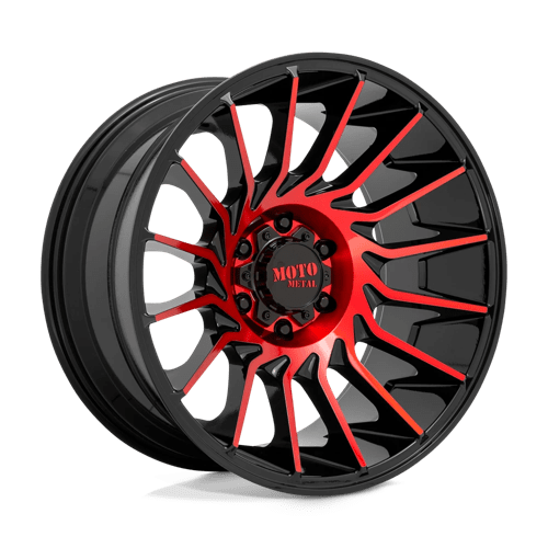 Moto Metal MO807 Gloss Black Machined With Red Tint 22x10 -18 5x127mm 71.5mm - WheelWiz