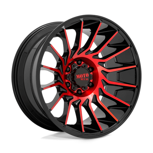 Moto Metal MO807 Gloss Black Mach W/ Red Tint 22x10 -18 8x165.1mm 125.1mm - Wheelwiz