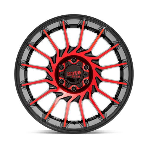 Moto Metal MO807 Gloss Black Mach W/ Red Tint 22x12 -44 5x127mm 71.5mm - Wheelwiz
