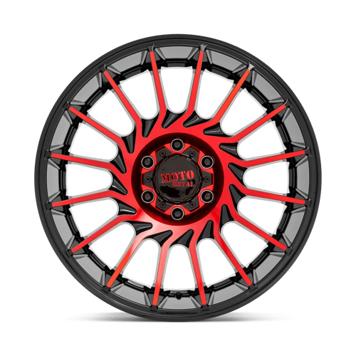 Moto Metal MO807 Gloss Black Mach W/ Red Tint 22x12 -44 6x139.7mm 106.1mm - Wheelwiz