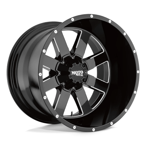 Moto Metal MO962 Gloss Black W/ Milled Accents 20x12 -44 6x139.7mm 106.3mm