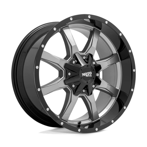 Moto Metal MO970 Gloss Gray Center W/ G-blk Lip 20x9 0 8x165.1mm 125.1mm - Wheelwiz