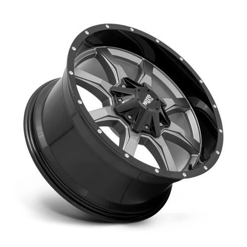 Moto Metal MO970 Gloss Gray Center W/ G-blk Lip 20x12 -44 5x127|5x139.7mm 78.1mm - Wheelwiz
