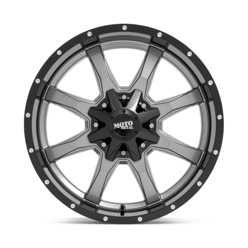 Moto Metal MO970 Gloss Gray Center W/ G-blk Lip 20x10 +12 8x180mm 124.2mm - Wheelwiz