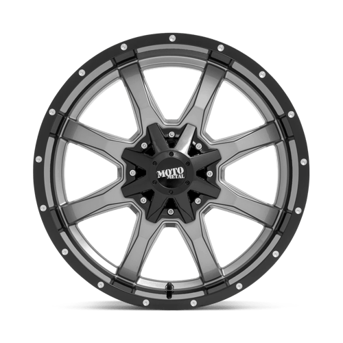 Moto Metal MO970 Gloss Gray Center W/ G-blk Lip 20x9 +18 6x135|6x139.7mm 106.1mm - Wheelwiz