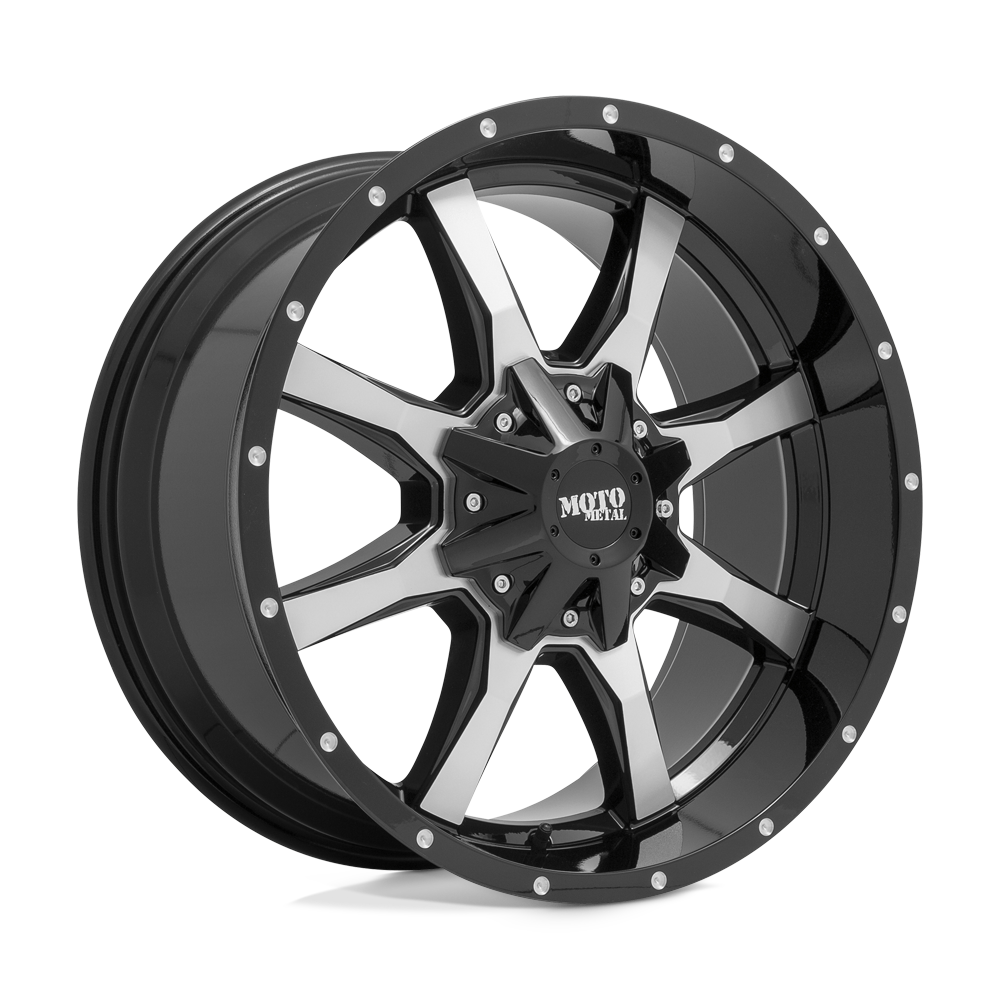 Moto Metal MO970 Gloss Black Machined Face 17x9 +12 6x120|6x139.7mm 78.1mm - WheelWiz