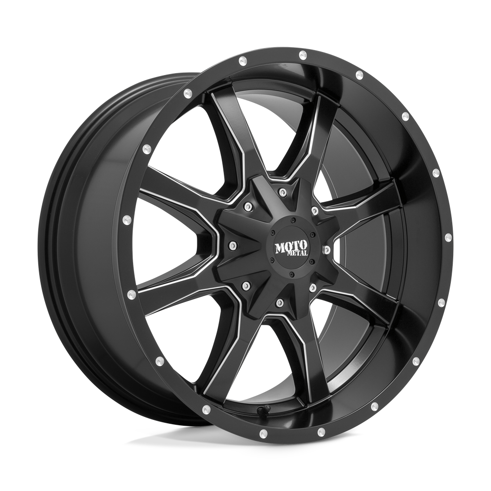 Moto Metal MO970 Semi Gloss Black Milled 17x9 +12 5x139.7|5x150mm 110.1mm - WheelWiz