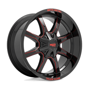 Moto Metal MO970 G-blk Milled Red Moto Metal Lp 20x10 -18 8x165.1mm 125.1mm - Wheelwiz