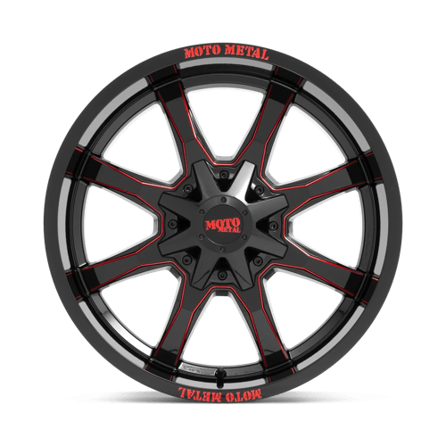 Moto Metal MO970 G-blk Milled Red Moto Metal Lp 20x10 -18 8x180mm 124.2mm - Wheelwiz
