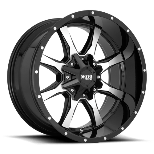 Moto Metal MO970 Gloss Black Machined Face 20x9 +45 5x130mm 84.1mm - WheelWiz