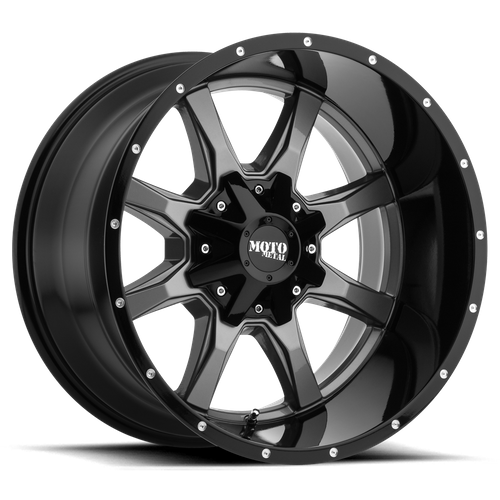 Moto Metal MO970 Gloss Gray Center Gloss Black Lip 17x8 +40 5x120mm 74.1mm - WheelWiz