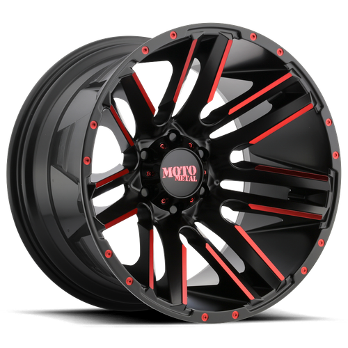 Moto Metal MO978 RAZOR Satin Black Mach W/ Red Tint 20x10 -24 5x139.7mm 108mm