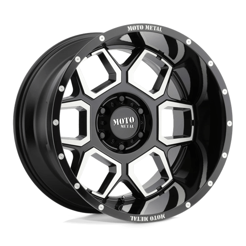 Moto Metal MO981 SPADE Gloss Black Machined 20x12 -44 6x139.7mm 106.1mm - Wheelwiz