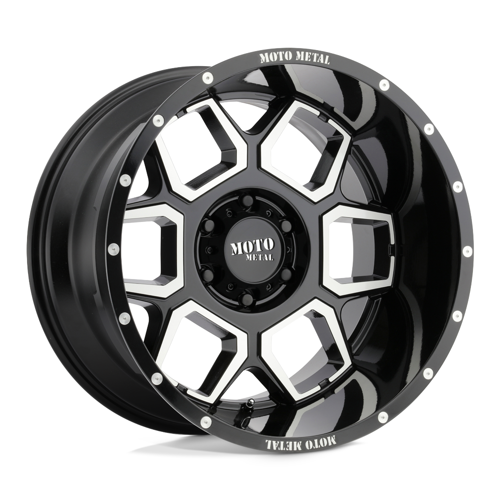 Moto Metal MO981 SPADE Gloss Black Machined 22x12 -44 6x139.7mm 106.1mm - WheelWiz