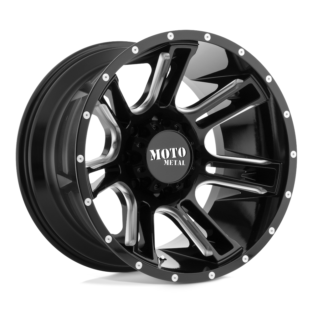 Moto Metal MO982 AMP Gloss Black Milled 18x10 -24 8x170mm 125.1mm - WheelWiz