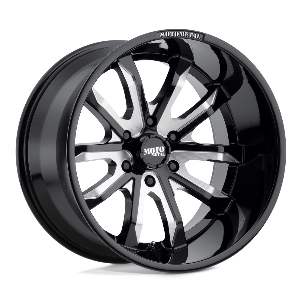 Moto Metal MO983 DAGGER Gloss Black Milled 22x10 -18 8x170mm 125.1mm - WheelWiz