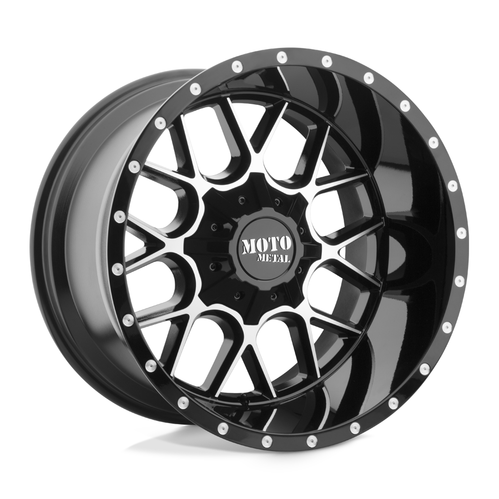 Moto Metal MO986 SIEGE Gloss Black Machined 22x10 +12 8x165.1mm 125.1mm - WheelWiz