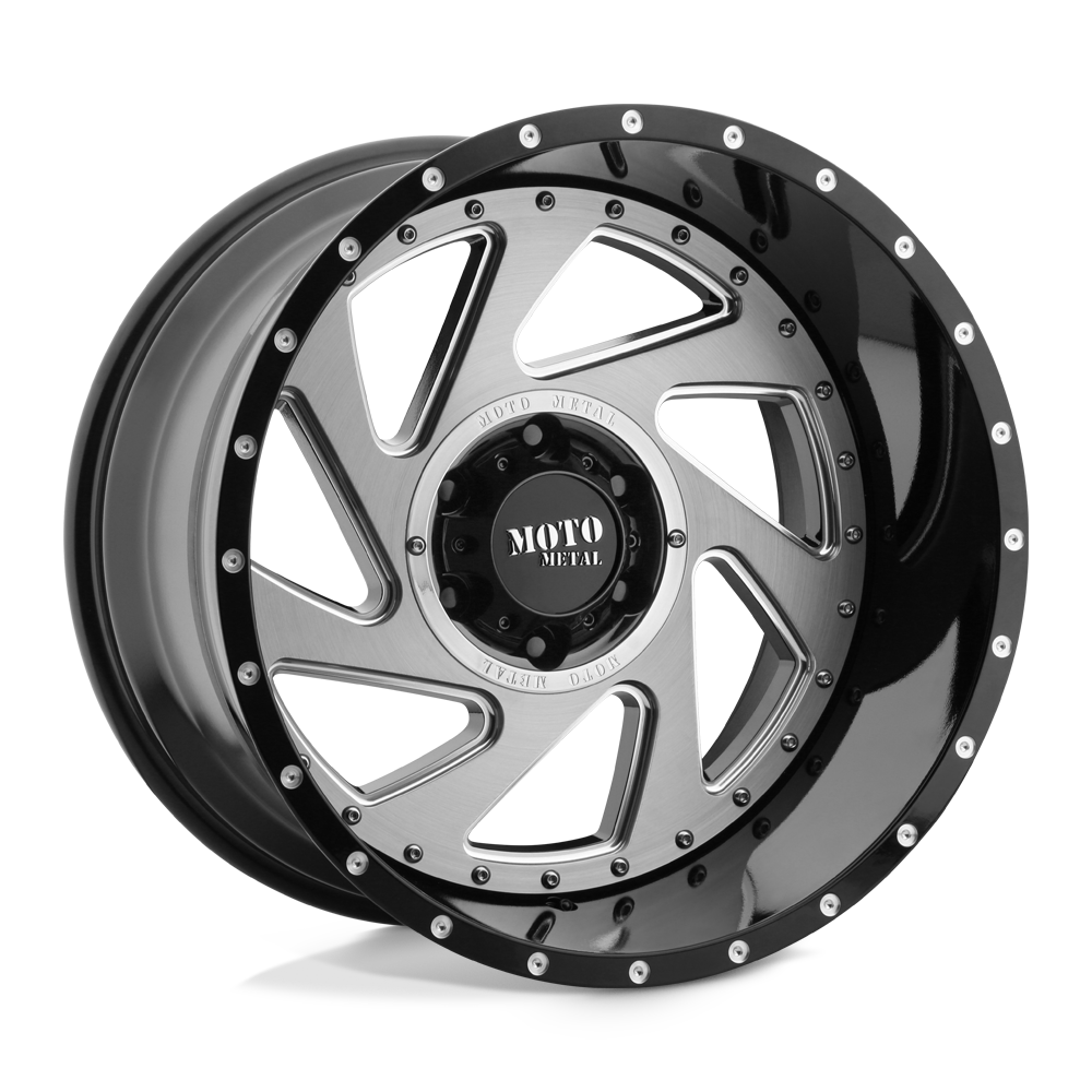 Moto Metal MO989 CHANGE UP Gloss Black Milled Brushed Inserts 20x12 -44 6x139.7mm 106.1mm - WheelWiz