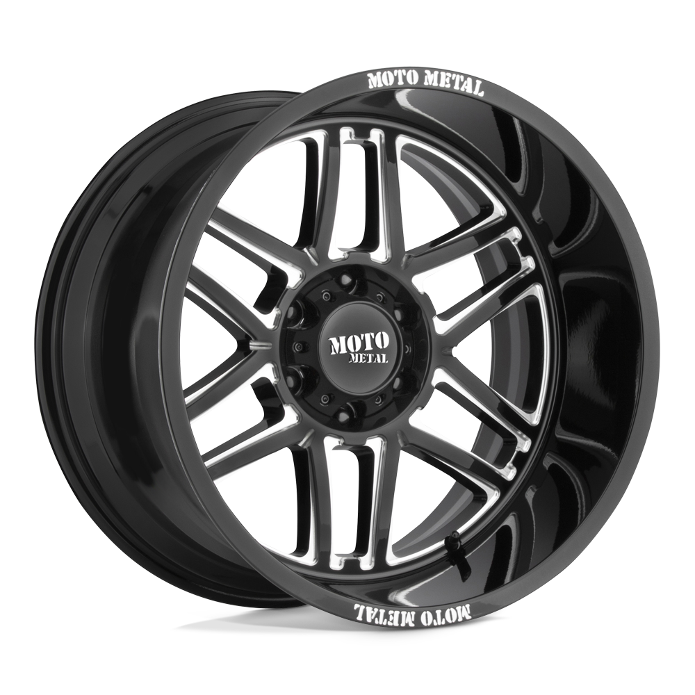 Moto Metal MO992 FOLSOM Gloss Black Milled 22x12 -44 8x165.1mm 125.1mm - WheelWiz