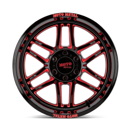 Moto Metal MO992 FOLSOM Gloss Black Milled W/ Red Tint 20x10 -18 8x165.1mm 125.1mm - Wheelwiz