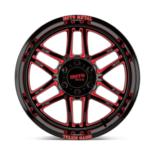 Moto Metal MO992 FOLSOM Gloss Black Milled W/ Red Tint 20x10 -18 6x139.7mm 106.1mm - Wheelwiz