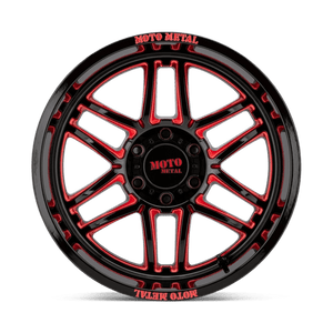 Moto Metal MO992 FOLSOM Gloss Black Milled W/ Red Tint 20x10 -18 6x139.7mm 106.1mm - Wheelwiz