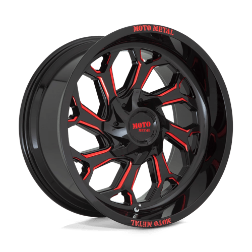 Moto Metal MO999 Gloss Black Milled With Red Tint 22x12 -44 5x127|5x139.7mm 78.1mm - WheelWiz