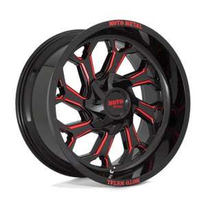 Moto Metal MO999 Gloss Black Milled With Red Tint 22x12 -44 5x127|5x139.7mm 78.1mm - WheelWiz