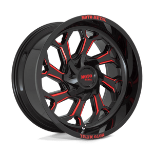 Moto Metal MO999 Gloss Black Milled W/ Red Tint 22x12 -44 6x135|6x139.7mm 106.1mm - Wheelwiz