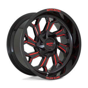 Moto Metal MO999 Gloss Black Milled With Red Tint 22x12 -44 5x127|5x139.7mm 78.1mm - WheelWiz