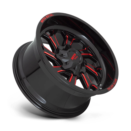 Moto Metal MO999 Gloss Black Milled W/ Red Tint 22x12 -44 6x135|6x139.7mm 106.1mm - Wheelwiz
