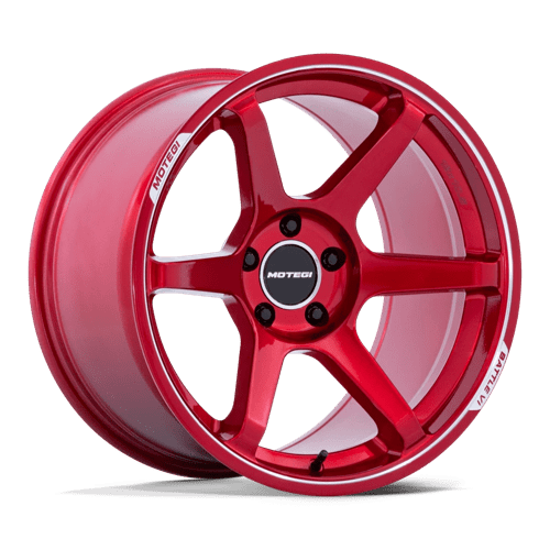 Motegi MR160 BATTLE VI Cherry Red Metallic W/ Mch Lip 18x9.5 +25 5x114.3mm 72.6mm