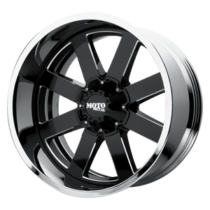 Moto Metal MO200 Gloss Black Milled Center Chrome Lip 22x10 -18 8x170mm 125.1mm - WheelWiz