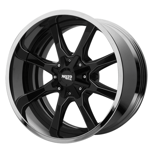 Moto Metal MO201 Gloss Black Mill W/ Chrome Lip 22x10 -18 6x135|6x139.7mm 106.1mm - Wheelwiz