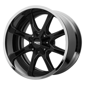 Moto Metal MO201 Gloss Black Milled Center Chrome Lip 22x12 -44 6x135|6x139.7mm 106.1mm - WheelWiz