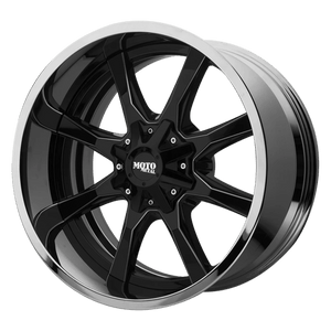 Moto Metal MO201 Gloss Black Milled Center Chrome Lip 22x12 -44 6x135|6x139.7mm 106.1mm - WheelWiz