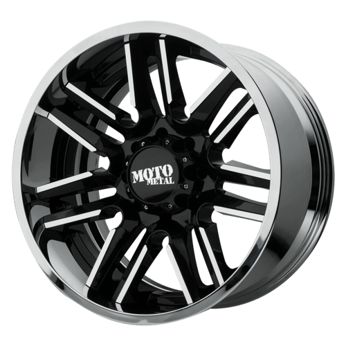 Moto Metal MO202 Gloss Black Mach W/ Chrome Lip 22x10 -18 6x139.7mm 106.1mm - Wheelwiz