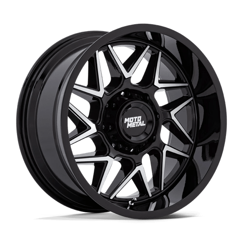 Moto Metal MO812 TURBINE Gloss Black W/ Machined Face 20x9 +20 5x127mm 71.5mm