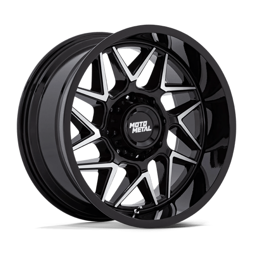 Moto Metal MO812 TURBINE Gloss Black W/ Machined Face 20x10 -18 8x180mm 124.2mm