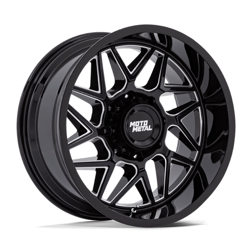 Moto Metal MO812 TURBINE Gloss Black Milled 20x10 -18 8x165.1mm 125.1mm - Wheelwiz