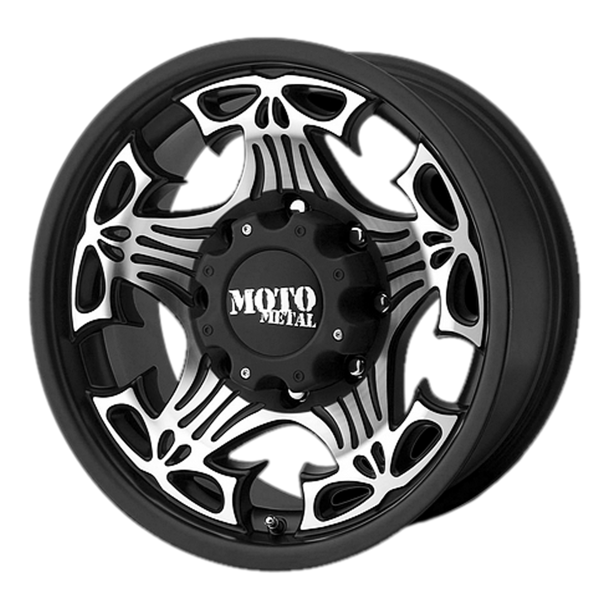 Moto Metal MO909 SKULL Gloss Black With Machined Face 18x9 +18 8x165.1mm 125.1mm - WheelWiz