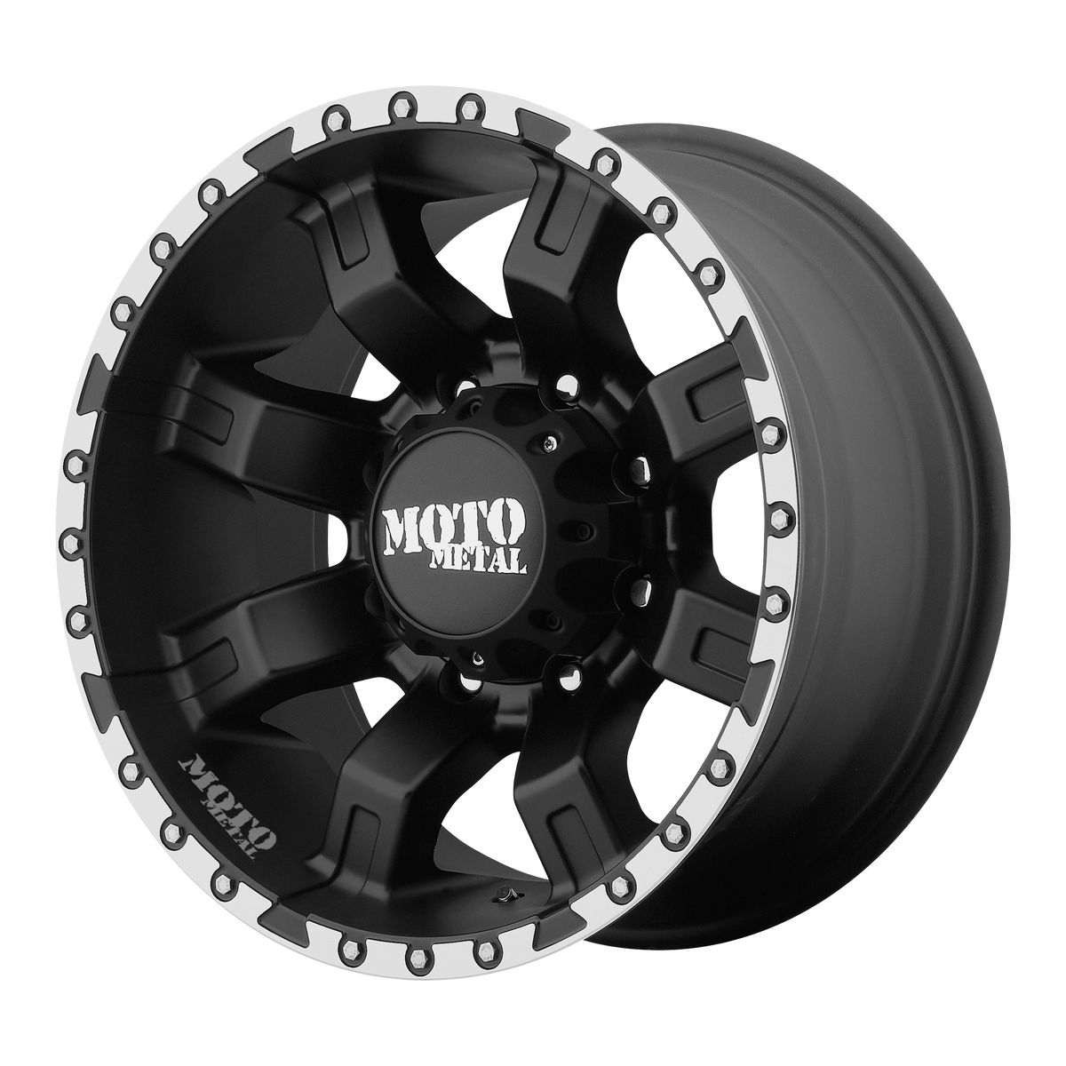 Moto Metal MO968 Satin Black With Machined Flange 20x12 -44 8x165.1mm 125.1mm - WheelWiz