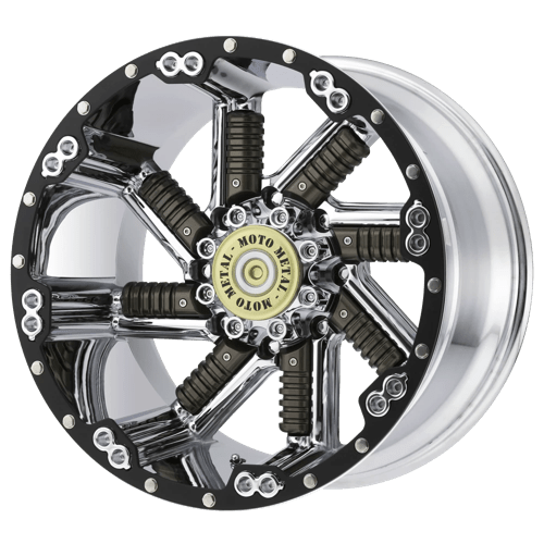Moto Metal MO979 BUCKSHOT Chrome W/ Gun Metal Inserts 20x12 -44 5x139.7mm 95.3mm