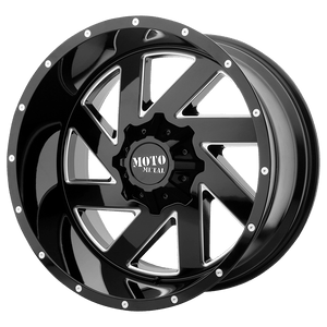 Moto Metal MO988 MELEE Gloss Black Milled 20x9 +18 8x165.1mm 125.1mm - WheelWiz