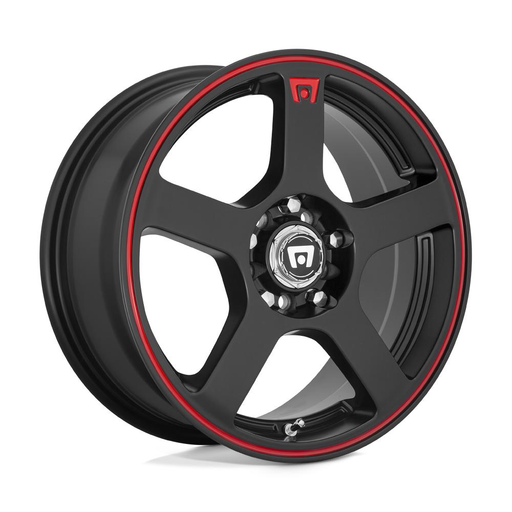 Motegi MR116 FS5 Matte Black Red Racing Stripe 17x7 +40 5x100|5x114.3mm 72.6mm - WheelWiz