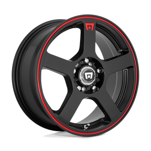 Motegi MR116 FS5 Matte Black Red Racing Stripe 17x7 +40 5x100|5x114.3mm 72.6mm - WheelWiz