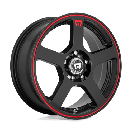 Motegi MR116 FS5 Matte Black Red Racing Stripe 17x7 +40 5x100|5x114.3mm 72.6mm - WheelWiz