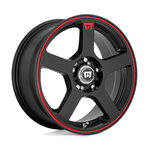 Motegi MR116 FS5 Matte Black Red Racing Stripe 18x8 +45 4x108|4x114.3mm 72.6mm - WheelWiz