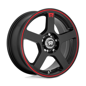 Motegi MR116 FS5 Matte Black Red Racing Stripe 18x8 +45 4x108|4x114.3mm 72.6mm - WheelWiz