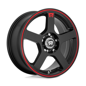 Motegi MR116 FS5 Matte Black Red Racing Stripe 18x8 +45 4x108|4x114.3mm 72.6mm - WheelWiz